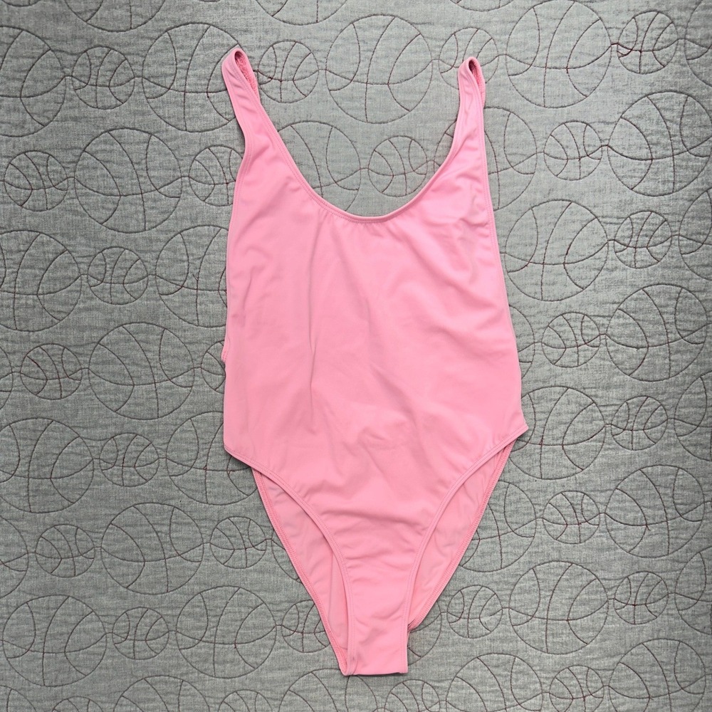 Lonely Ghost One Piece Swimsuit Pink Scoop Back / Women's Large